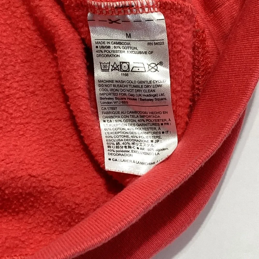 GAP Casual Hoodie Big Kids Size M Coral Rosebush White Logo Pullover